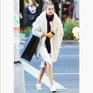 C&C CALIFORNIA Faux Fur Teddy Bear Fuzzy Coat NWT